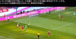 リベリー：ドリブルの技術：ブロックする敵に体を当ててターン