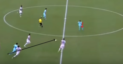 ネイマール：トラップ技術：斜め後ろからの加速トラップ